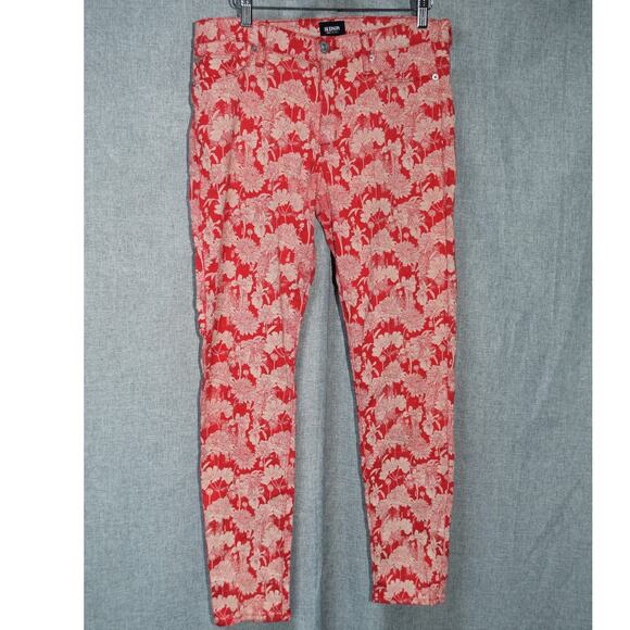 Hudson Midrise Nico Skinny Ankle Pants Red Floral Print Size 30 - Picture 1 of 4